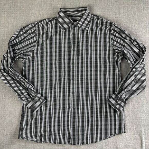 Sean John Other - Sean John Black & White Plaid Long Sleeve Collared Dress Shirt Men’s 17 34/35